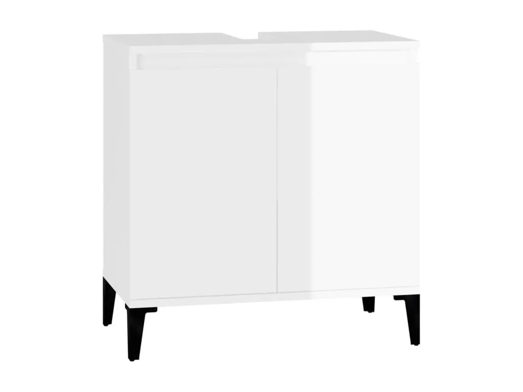 Armario de lavabo Kavehomedeco contrachapada blanco brillo 58x33x60cm 36656ORMC