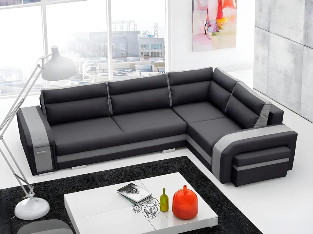 Sofá rinconero Boverdeco 100 Gris Función de descanso Caja de ropa de cama 300x200cm
