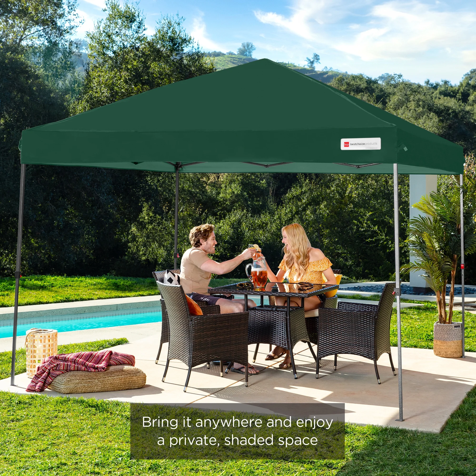 Best Choice Products 10x10ft Easy Setup Pop Up Canopy w/ 1-Button Setup, Wheeled Case, 4 Weight Bags - White - Image 89