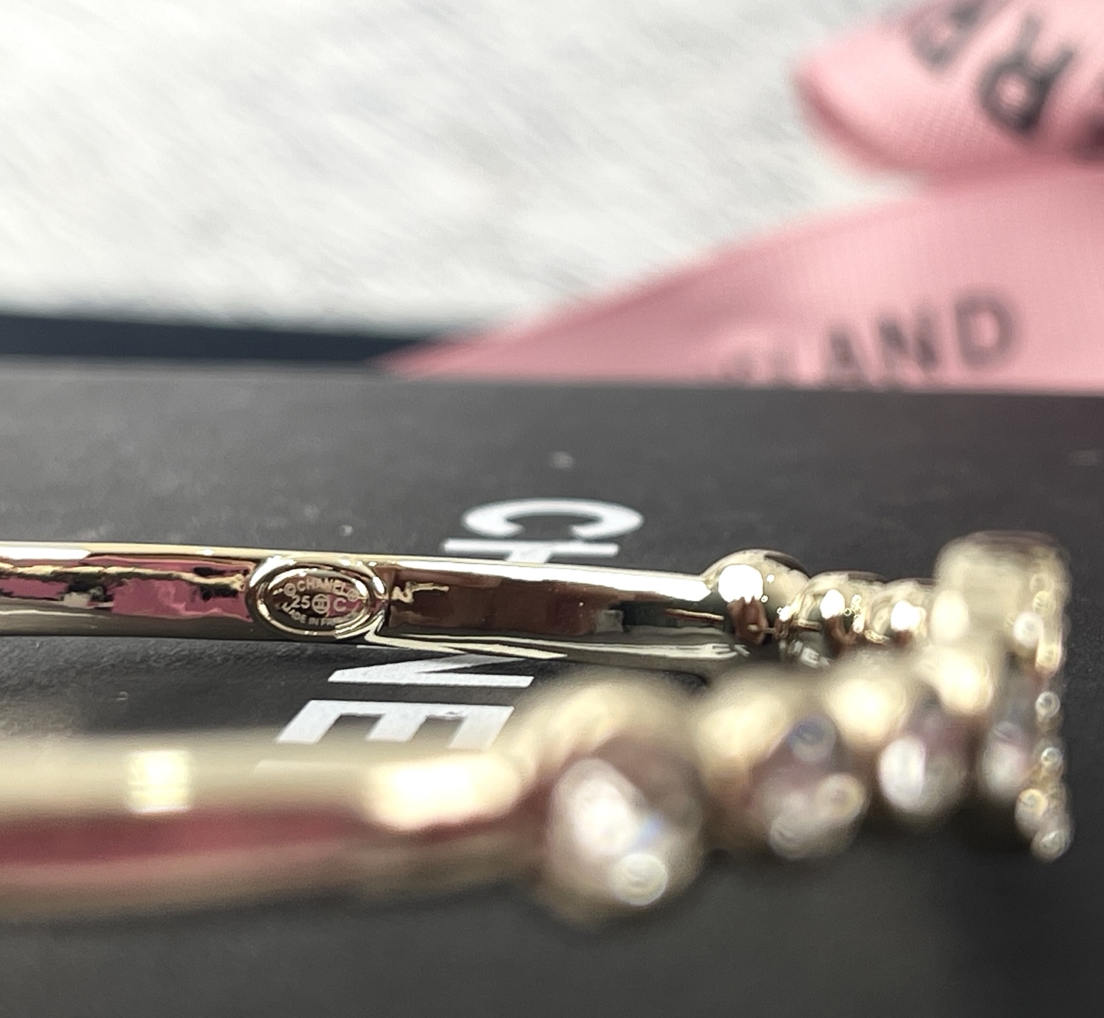 Chanel Rhinestone Open Cuff Bangle Bracelet - Original Replica Club