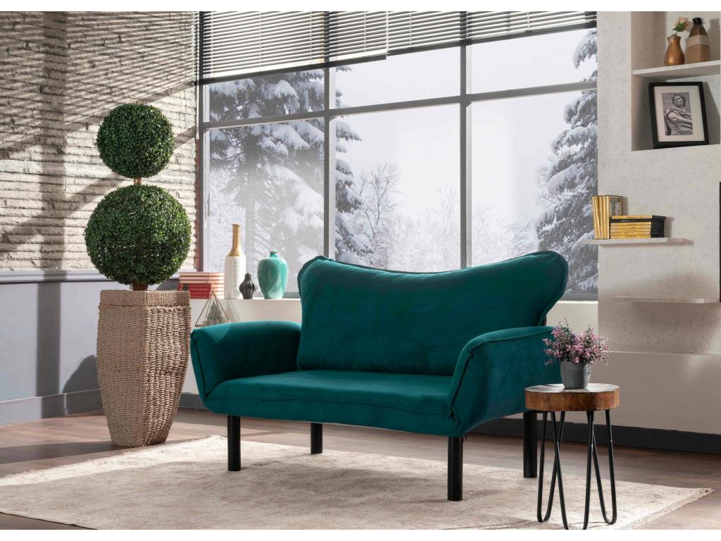 Sofá cama 2 plazas Dmontervin, Sofá transformable, Sofá para invitados, Sillón cama con almacenaje, 140x65 h70 cm, Azul claro