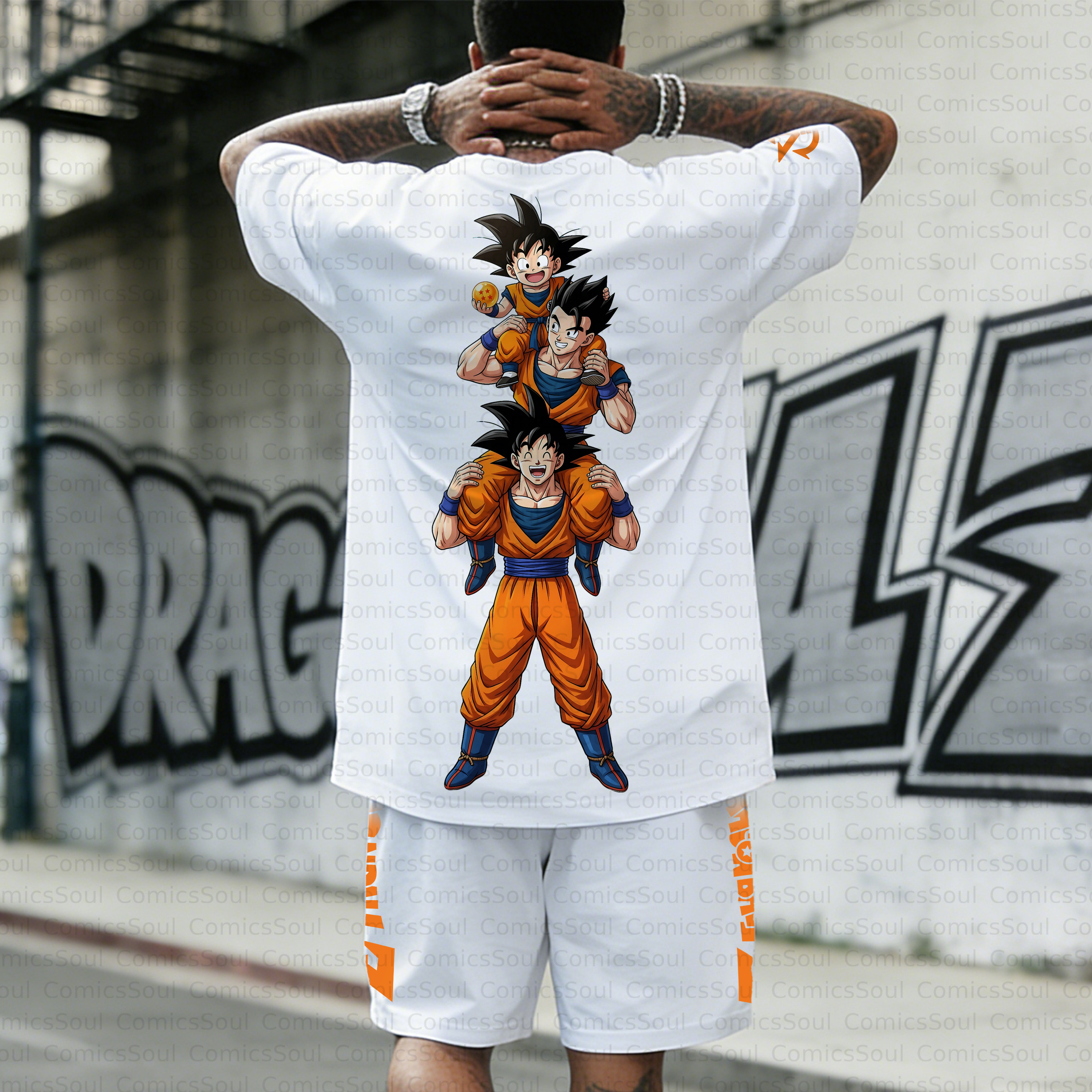 Unisex Anime Inspired Vintage T-shirt& Shorts 2 Pieces Set