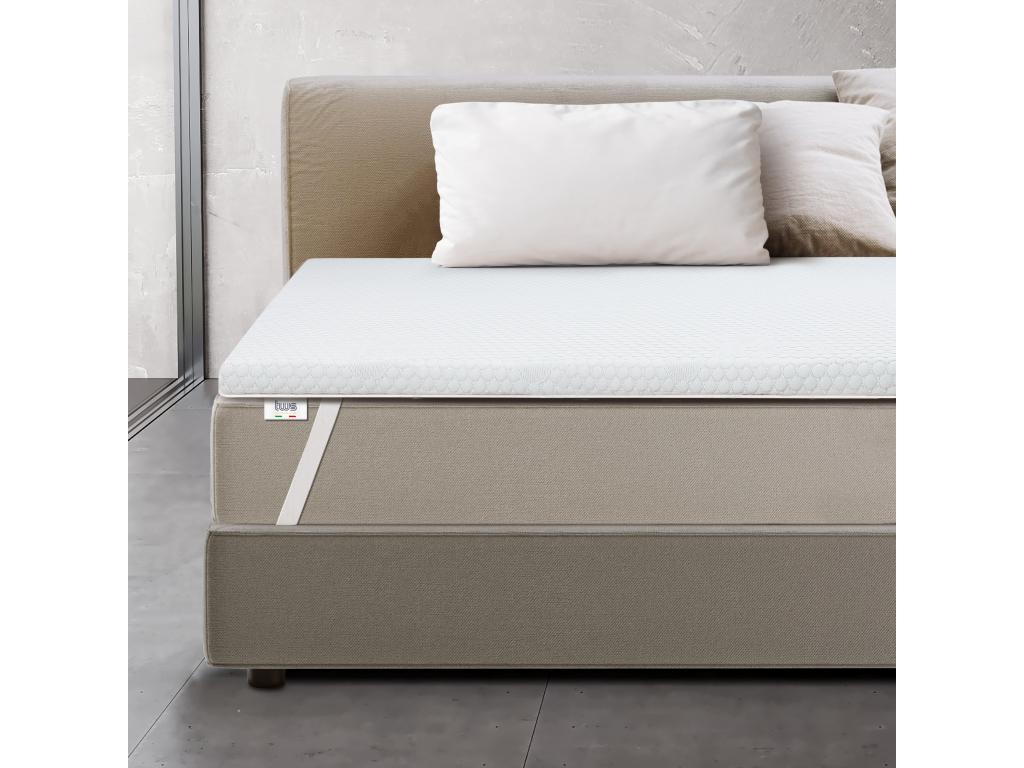 Cubrecolchón individual de espuma viscoelástica | protectores de colchón 6 cm | Cubrecolchón desenfundable | Antibacteriano y antihongos | 100 x 220