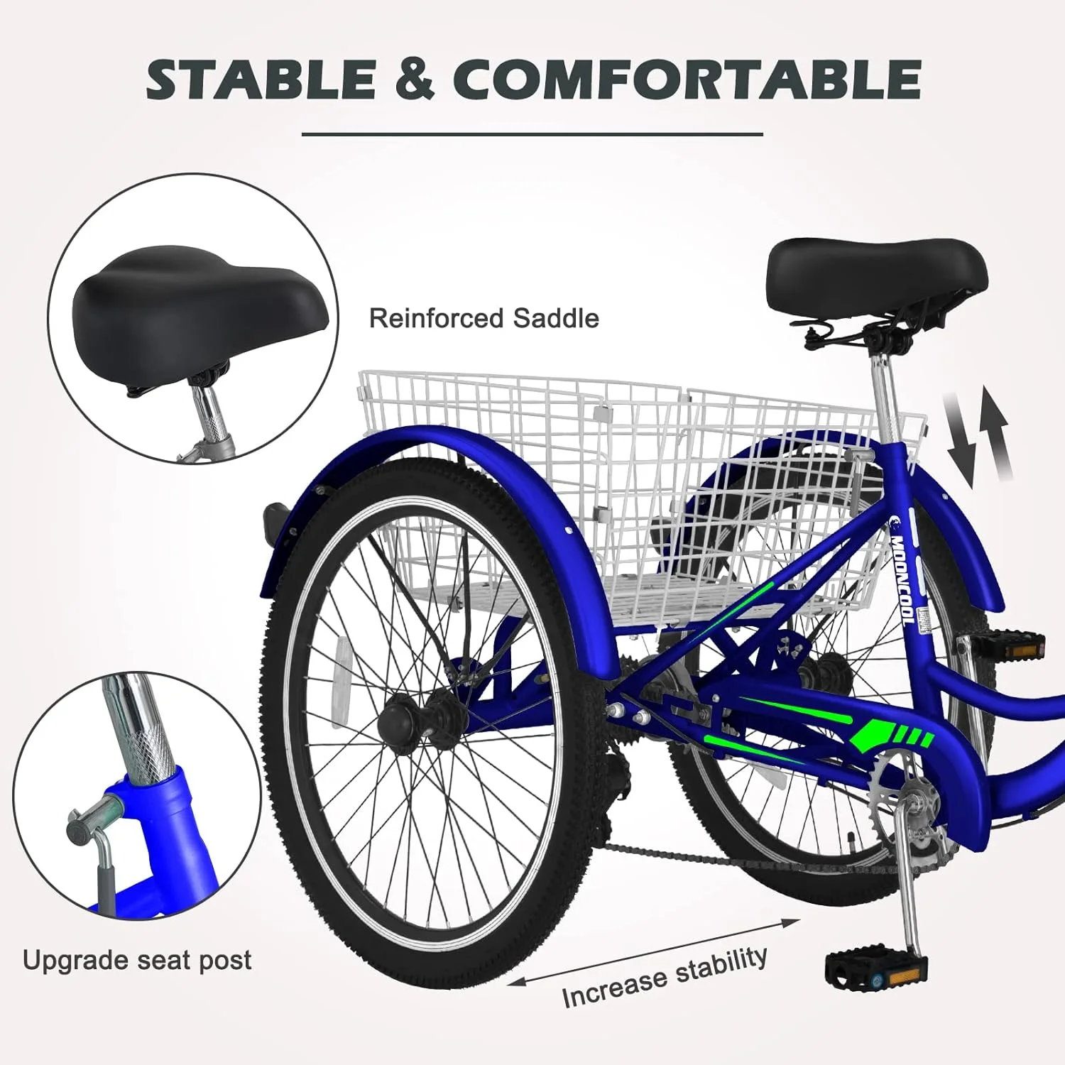 FICISOG 7 Speed Adult Tricycle for Women, 20/24/26 Inch Adult Trike with Basket, 3 Wheel Bikes for Adults Seniors, Cruise Trike for Shopping Picnic - Image 35