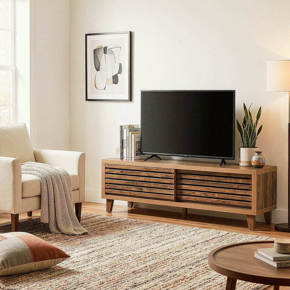 Calicosy - TV-Meubel LIAM - B140 cm - Donker hout