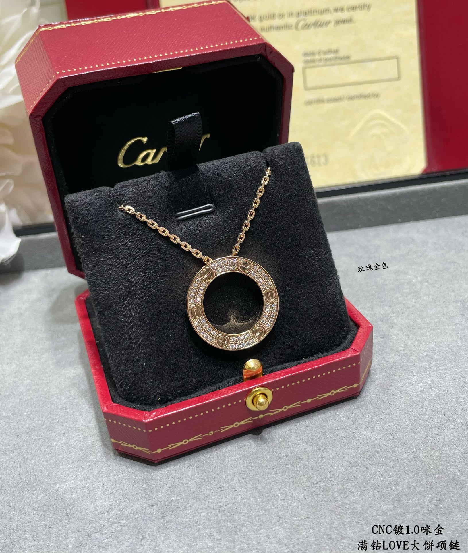 Cartier Diamond Paved LEVE LOVE Pendant Necklace - Original Replica Club