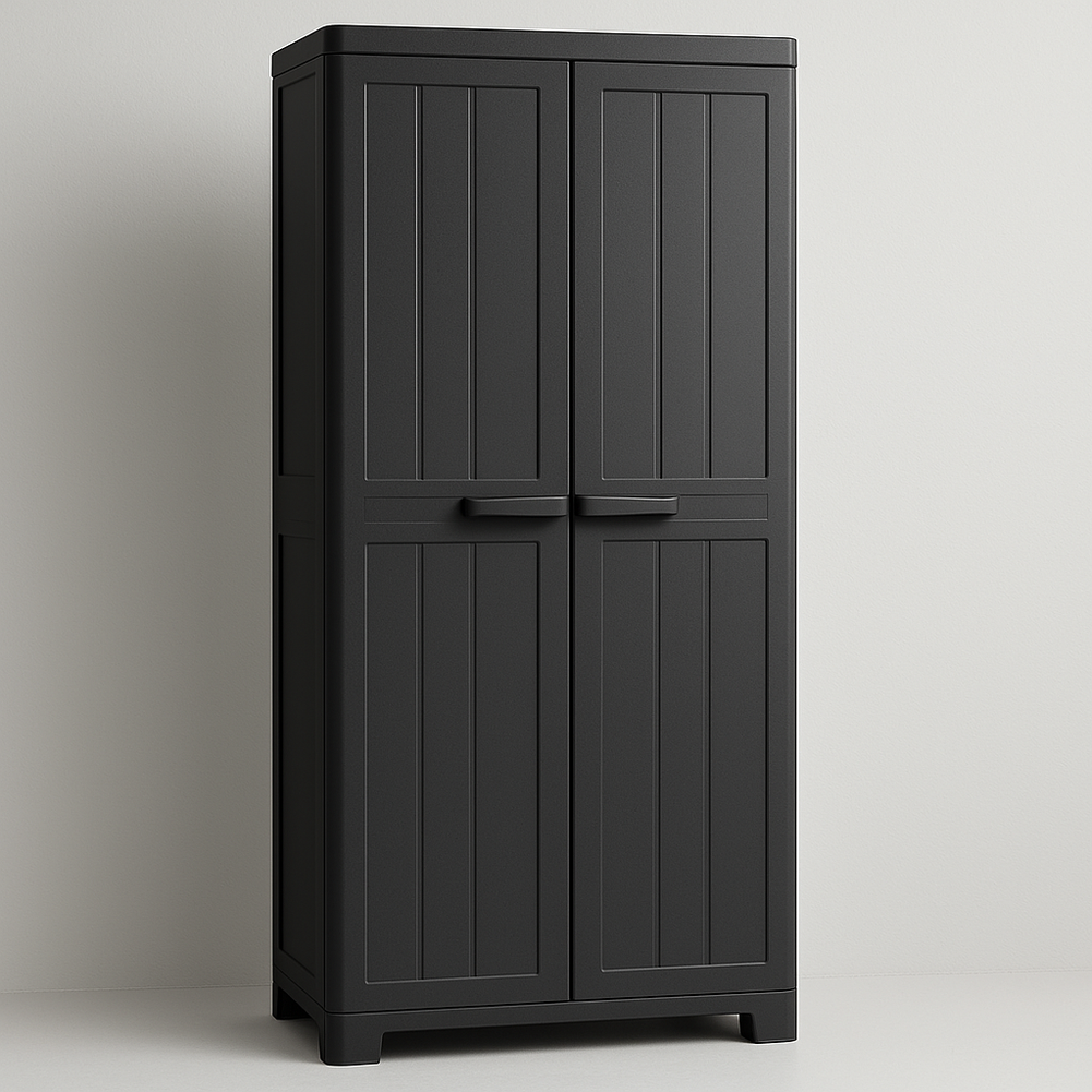 Hogar y Jardín Armario de almacenamiento Acero 195x95x94.4 cm Gris antracita/blanco Exterior Impermeable con cerradura