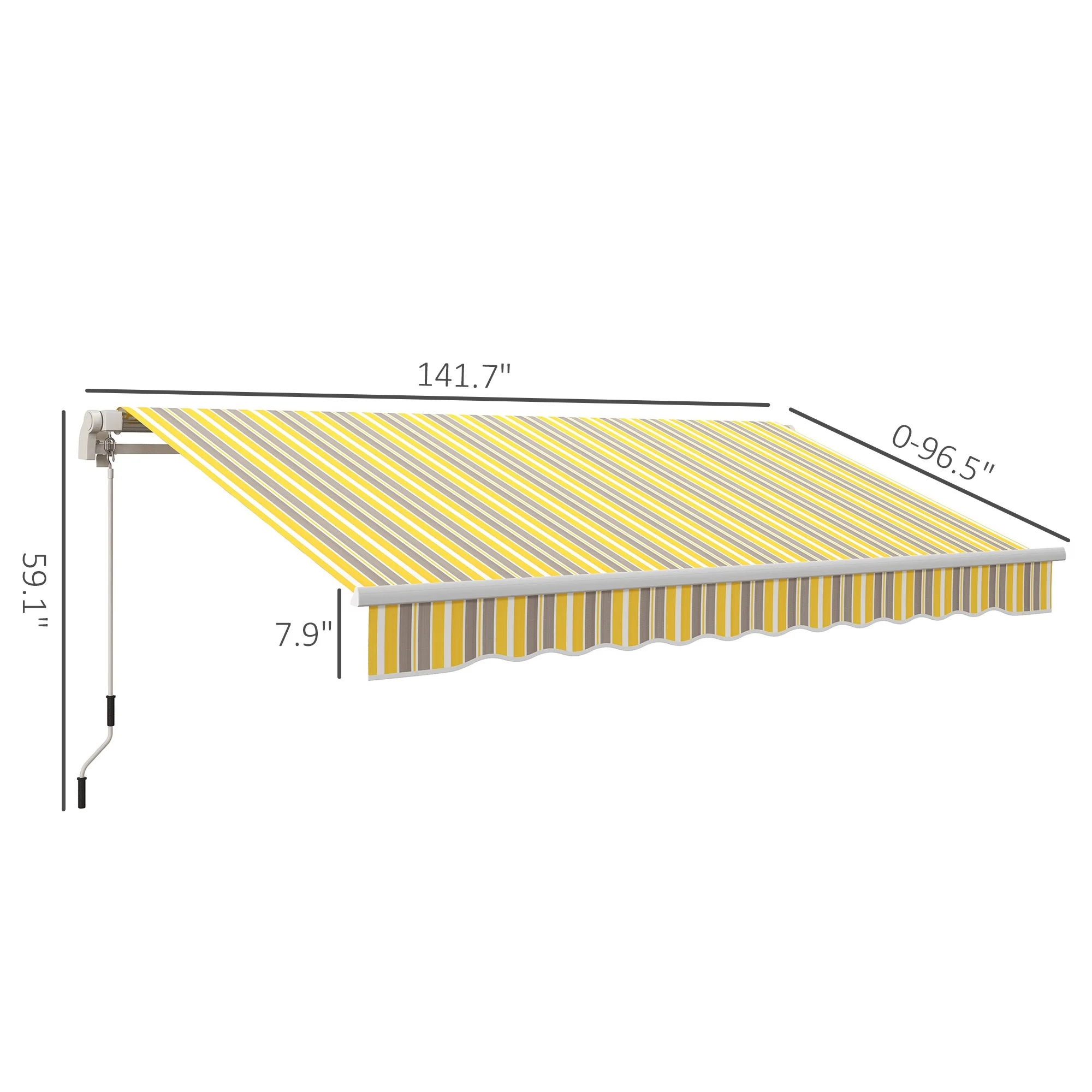 Outsunny 12' x 10' Manual Retractable Awning Outdoor Sunshade Shelter for Patio, Balcony, Yard, with Adjustable & Versatile Design, Beige and White - Image 39