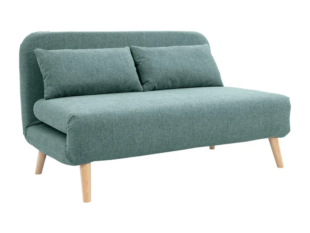 Sofá cama de 2 plazas convertible en tela verde gris y Lluesmamuebles