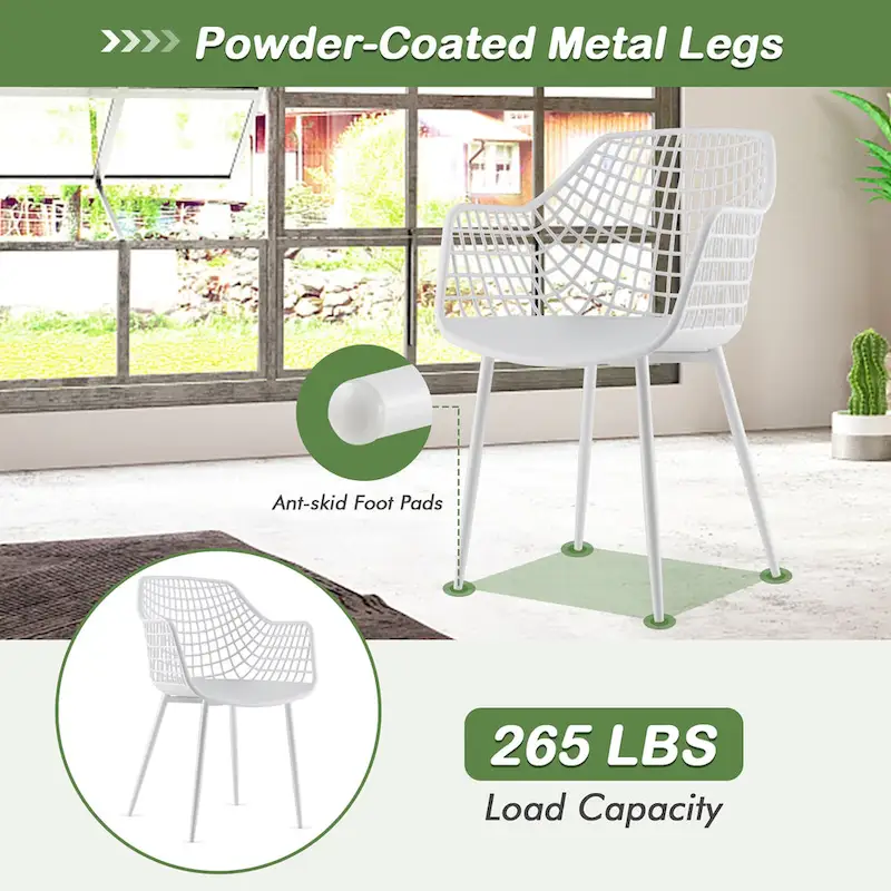 Set of 4 Modern Plastic Shell Dining Chairs with Metal Legs by Costway
