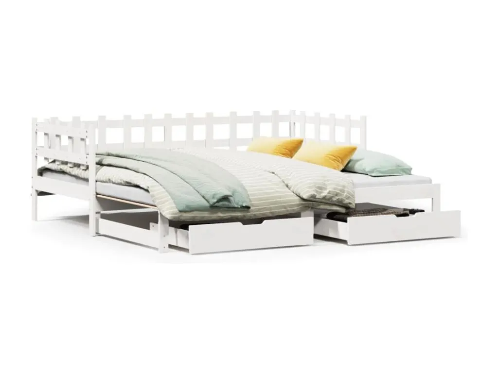 Sofá cama Alkifurniturees con cajones sin colchón blanco 90x190 cm 02702QWDC