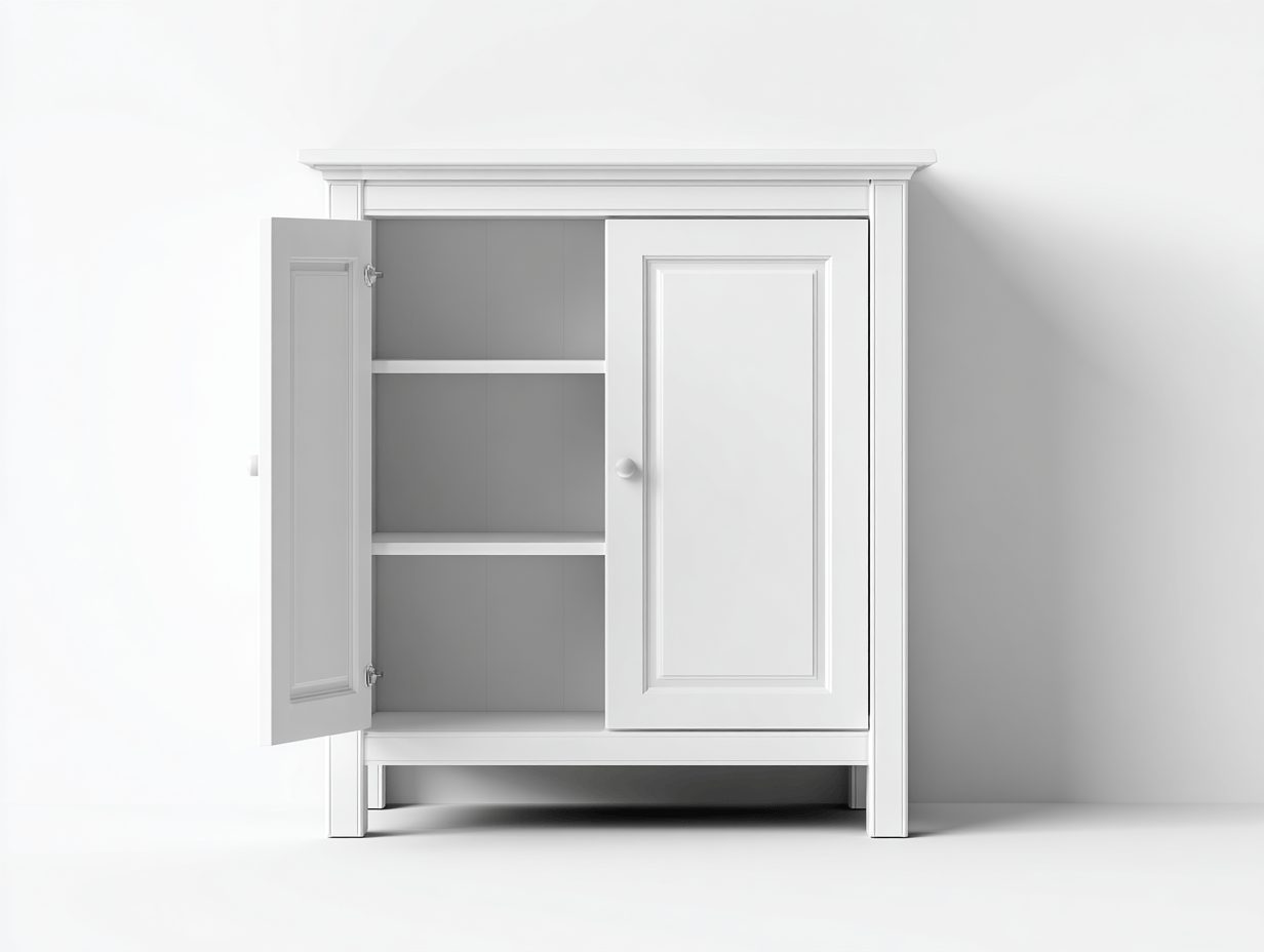 Armario de madera y melamina – blanco – 2 puertas y 2 estantes interiores para ropa doblada