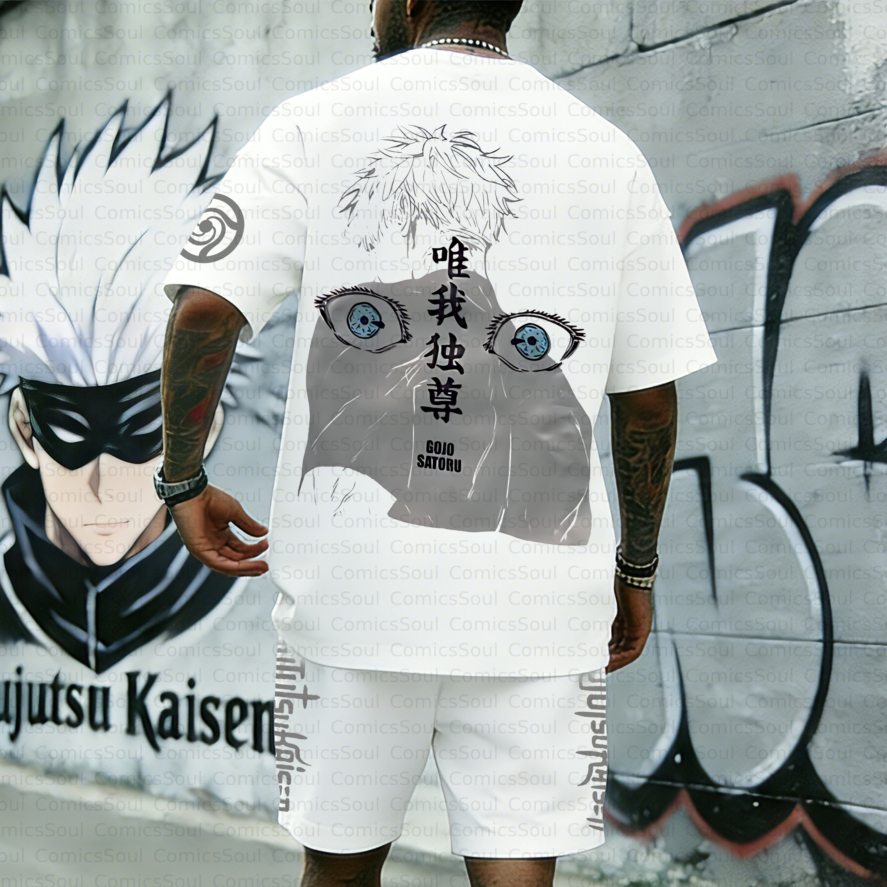 Unisex Anime Inspired Vintage T-shirt& Shorts 2 Pieces Set