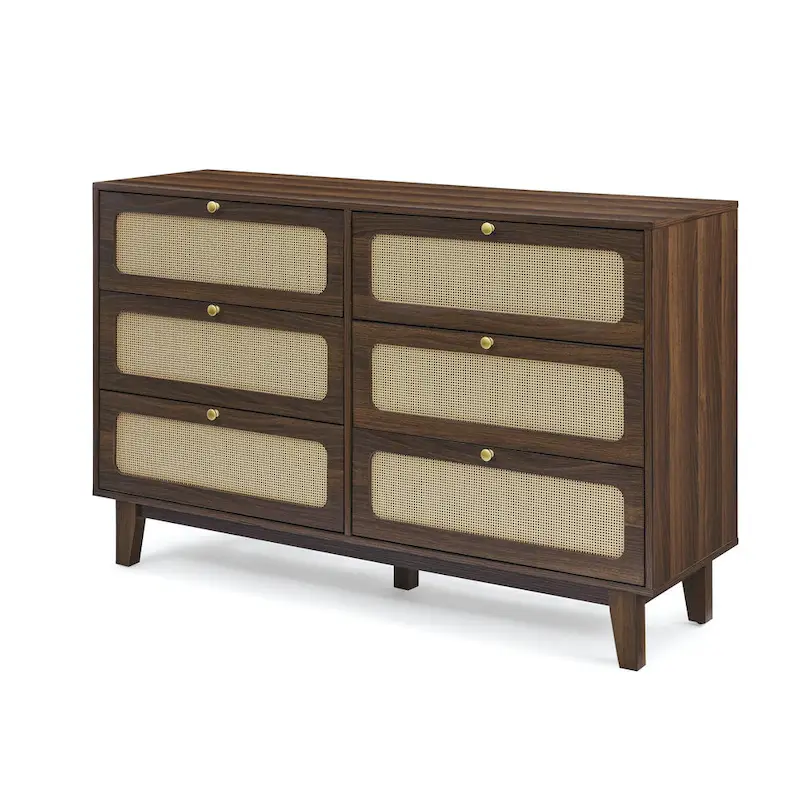 Vintage Wooden Six-Drawer Dresser - Ideal for Bedroom, TV Cabinet, or Living Room Storage