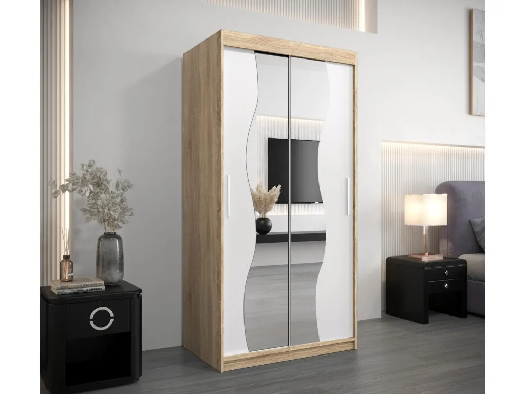 Armario Nidovia corredero de 2 puertas, blanco clásico, 200x100x62 cm sos3502303