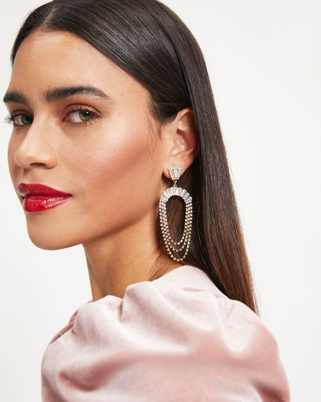 Alexa Crystal Chain Drop Earrings - Gold - Se7enfashion