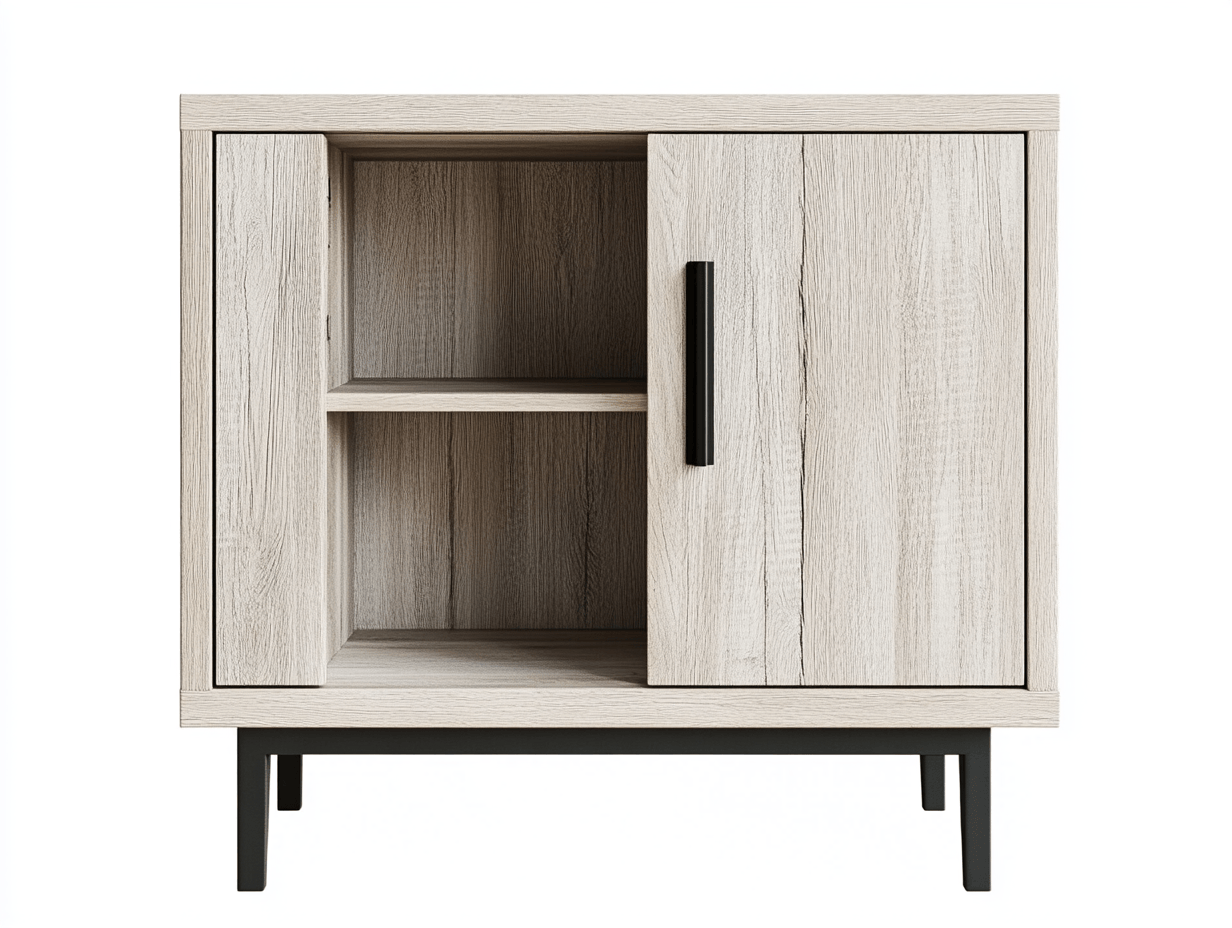 Armario moderno 80×40×100 cm – madera color blanco lavado – 2 puertas y estante central abierto