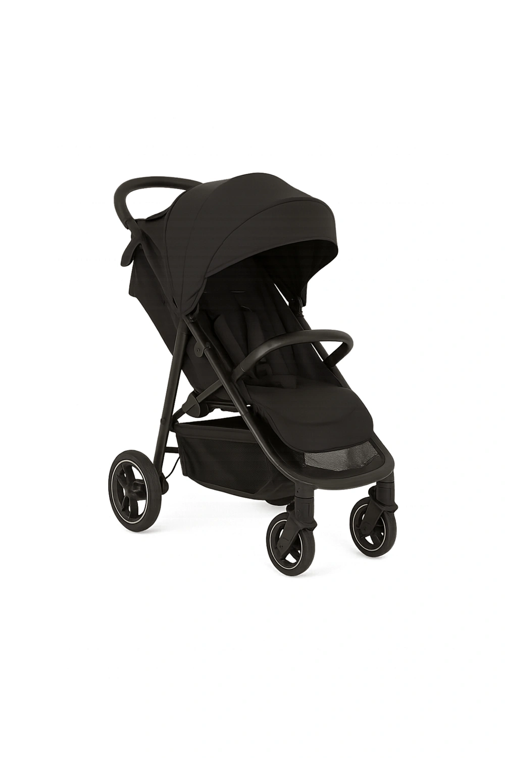 Cochecito de bebé, carrito plegable con respaldo ajustable en 4 posiciones y arnés de seguridad, hasta 22 kg, color negro, apto para 0 - 48 meses