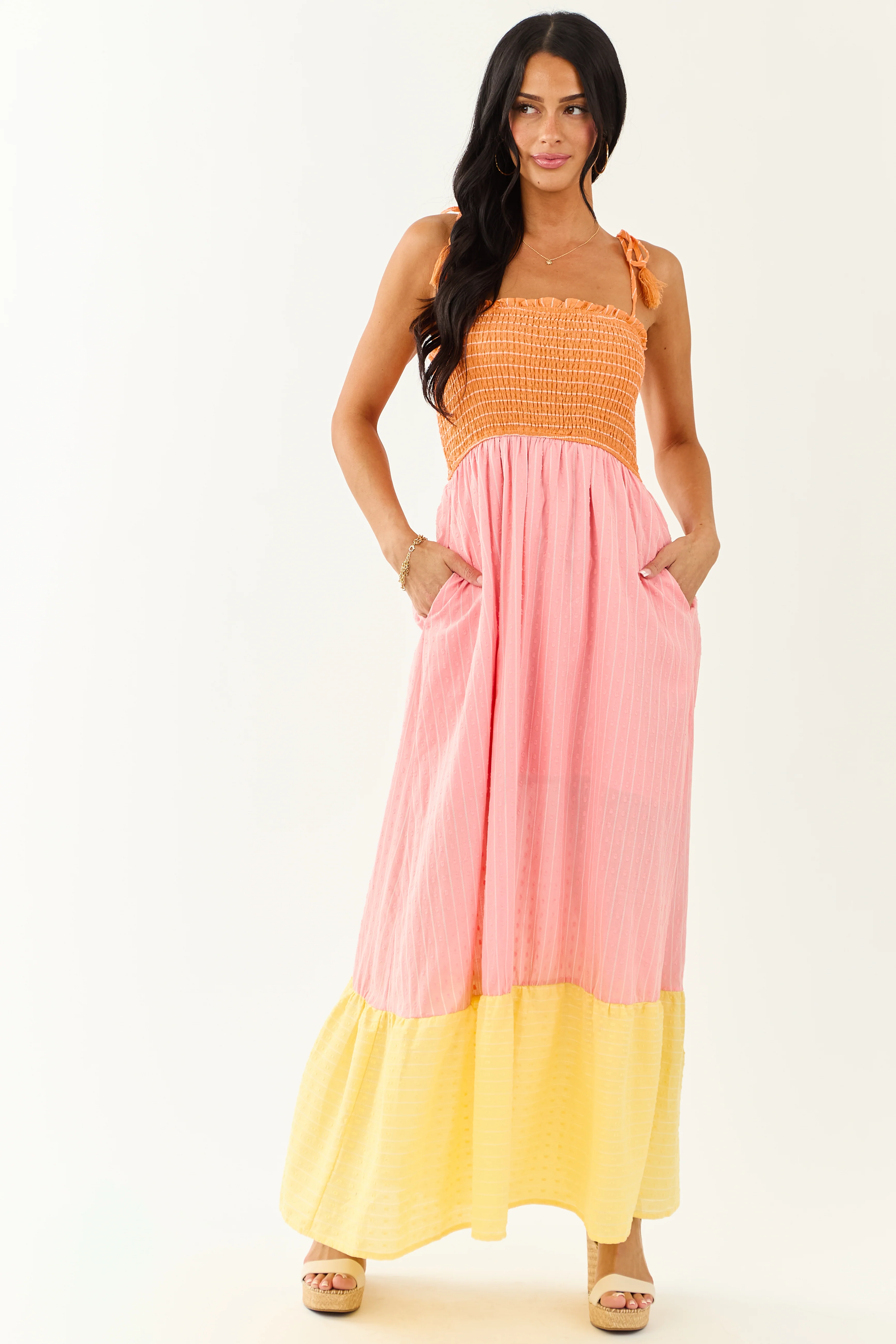 Lovelo Baby Pink Swiss Dot Cotton Maxi Dress