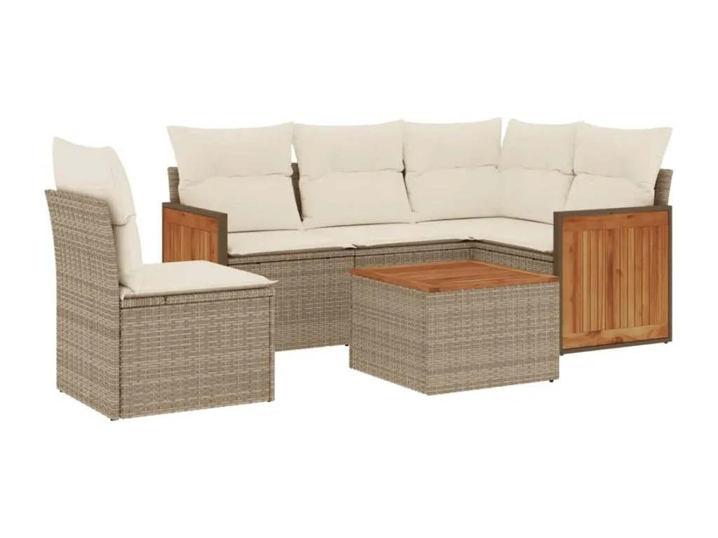 Juego de sofás jardín con cojines 6 pzas ratán sintético beige 15764CIDY