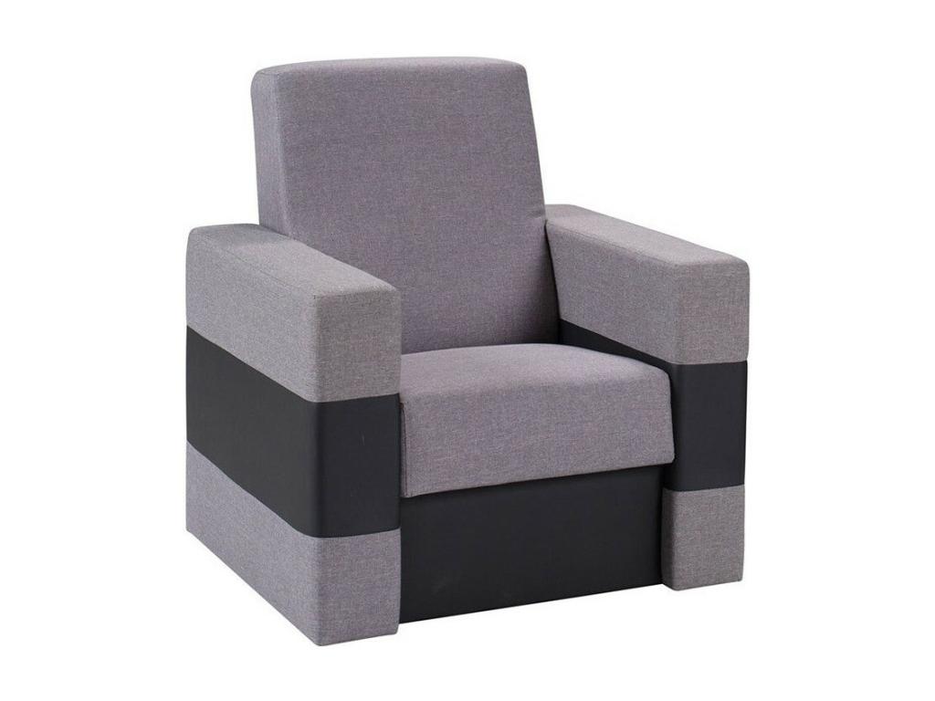 Sillón Cozetiq 170 - Gris - 90x82x80cm - Cuero ecológico y Tapiz - Patas Plástico