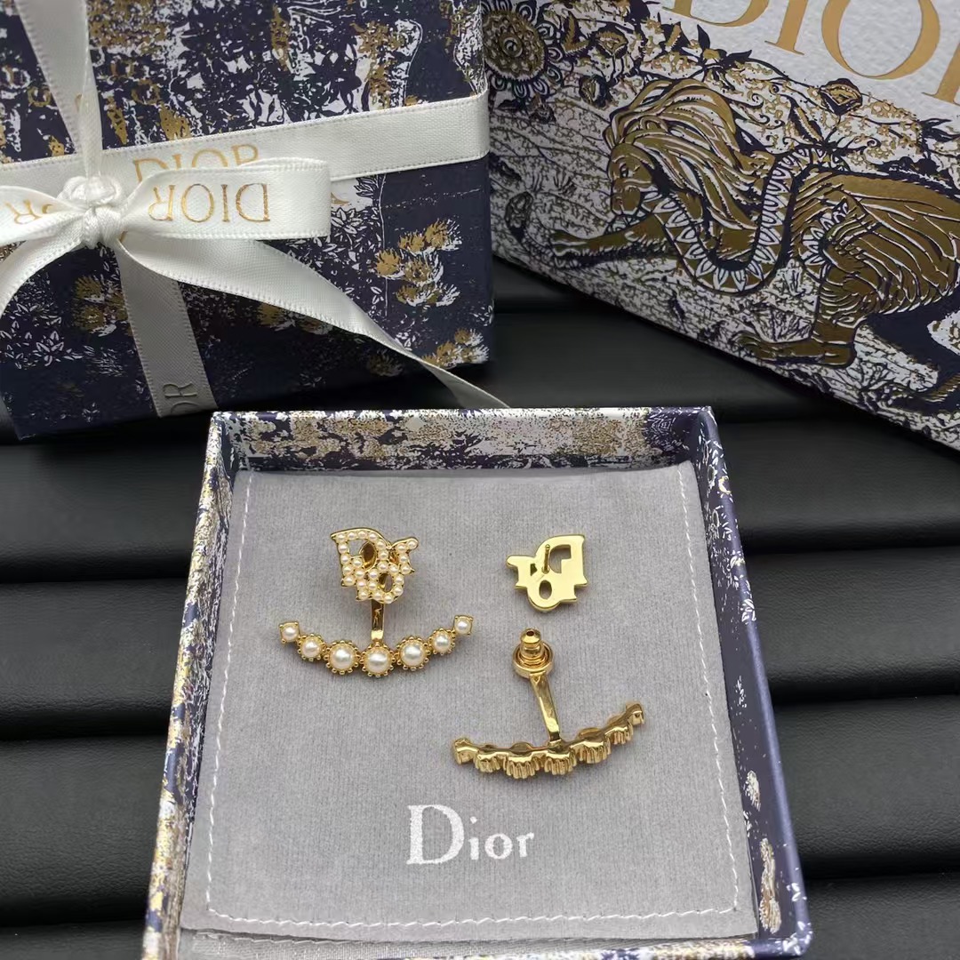 Dior Pearl Paved Stud Earrings - Original Replica Club