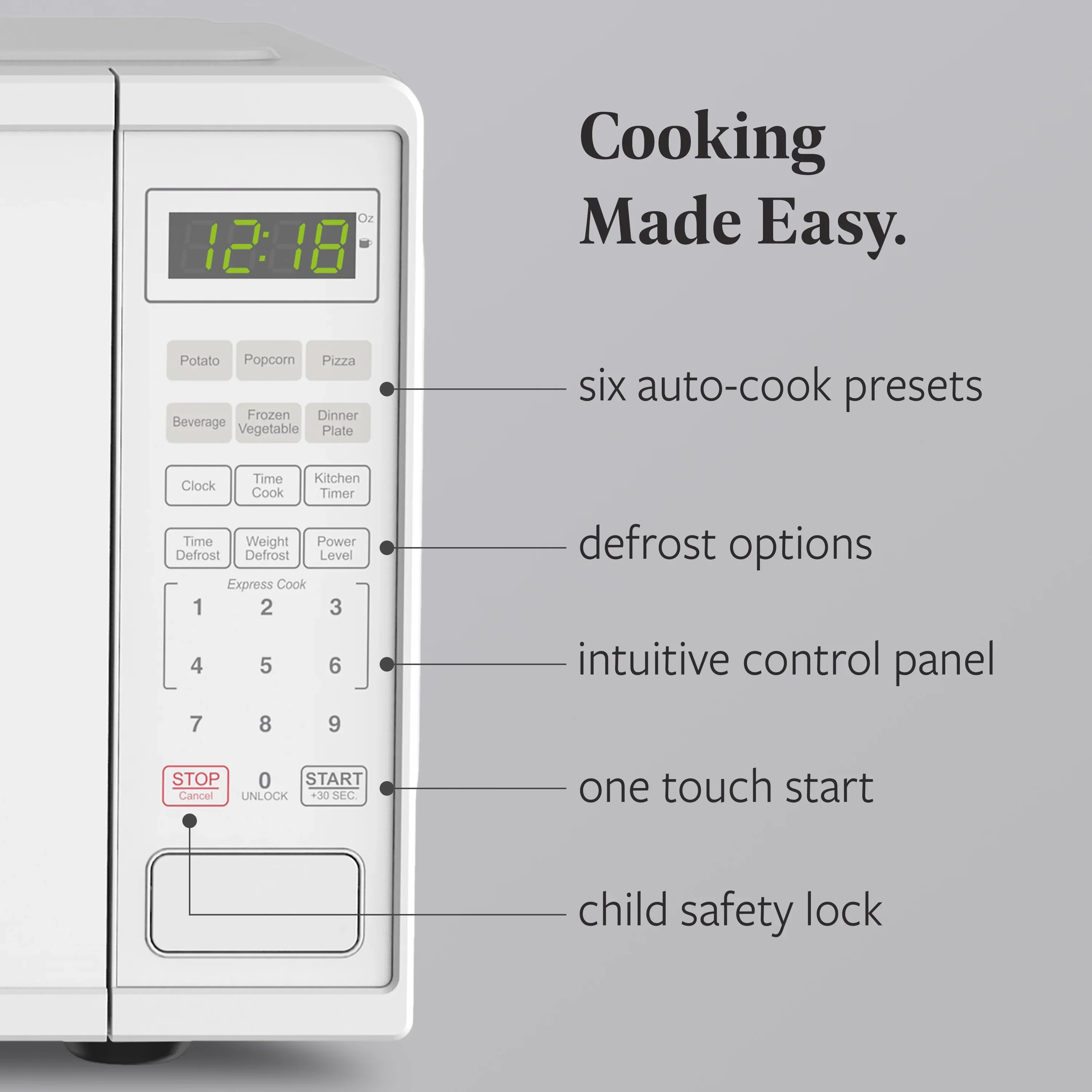 Farberware FMGZ09BKA 0.9 Cu. Ft. Microwave Oven, 900W, Digital Control, LED Display, 6 Cooking Presets, Black