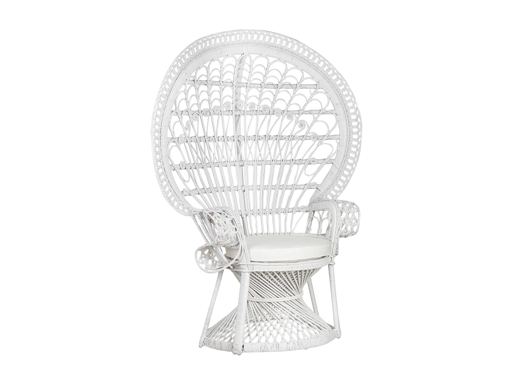 Silla pavo real EMMANUELLE Ratán Blanco
