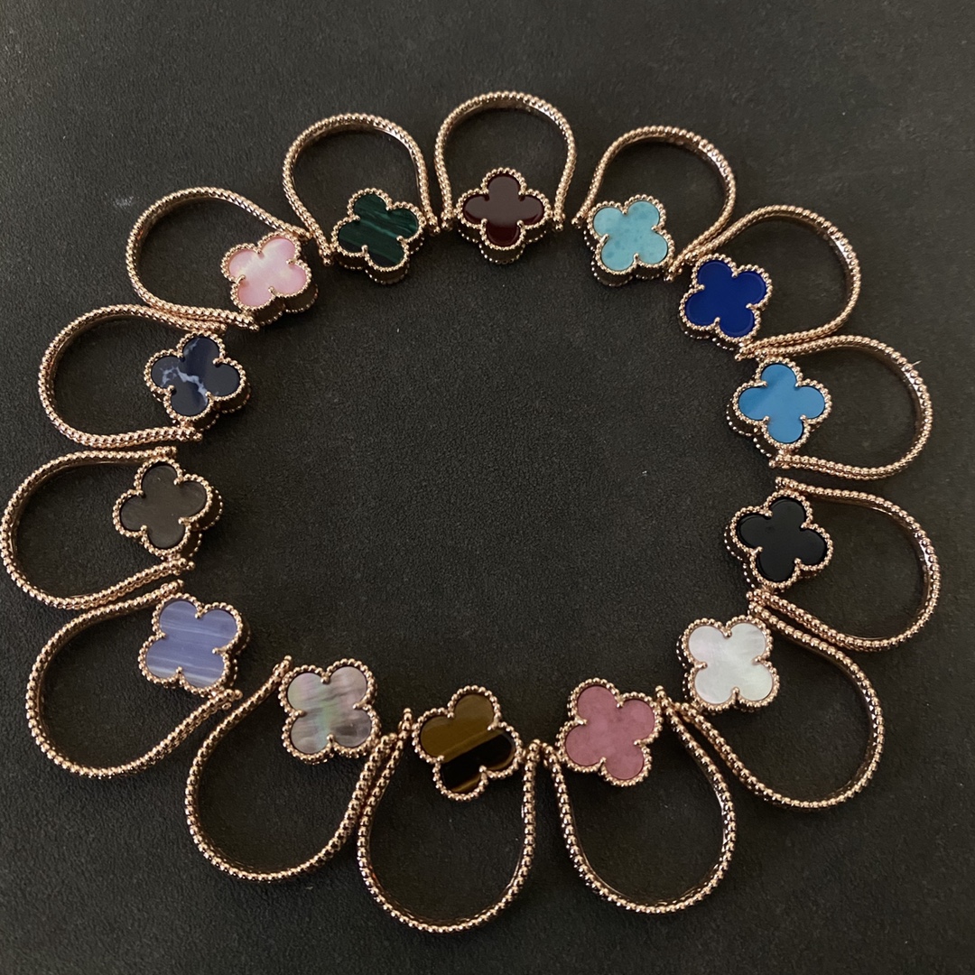 VCA Vintage Alhambra Reversible Ring, Rose Gold, 14 Stone Options - Original Replica Club