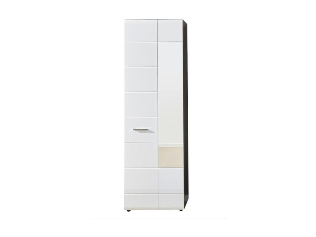 Armario de 2 puertas de melamina blanca y gris con espejo Bezzi