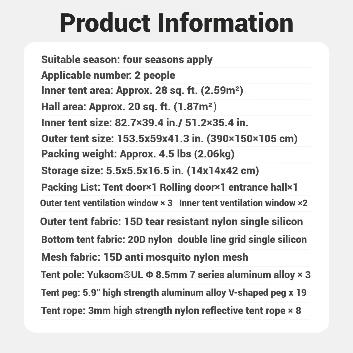 Naturehike, Ultralight Hiking Tent, Tear-resistant Tunnel Tent, Waterproof Camping Tent, Windproof Tent with Hall, 15D Lightweight Silicone-coated Nylon Fabrics,Large size for 2/3 Person. - Image 7