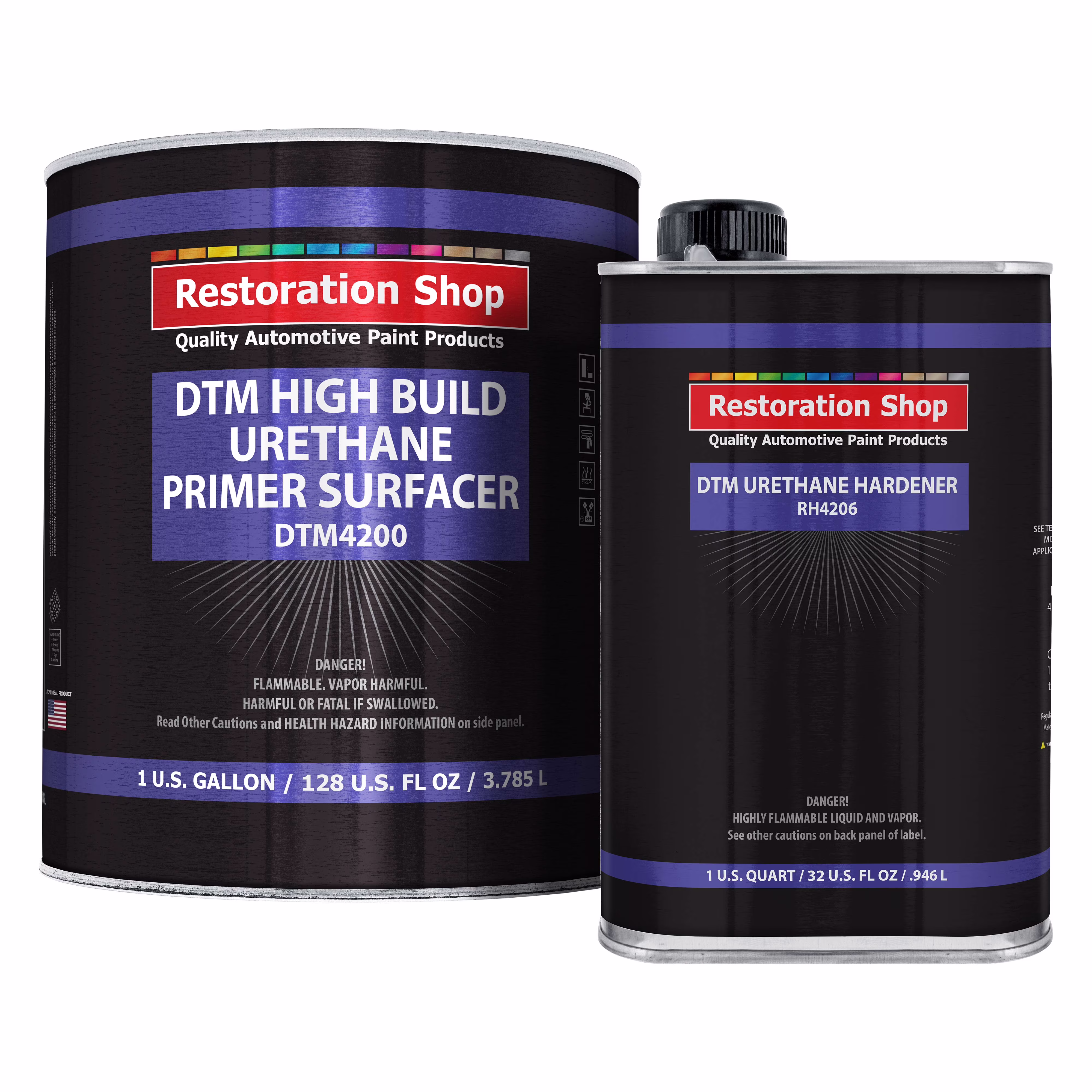 1.25 Gallon 2K High Build Primer Automotive Paint Kit - 1 Gal. Gray Urethane Primer Surfacer, 1 Qt Hardener, 4:1 Mix Ratio - Professional Auto Car Refinish Coating - Auto Body Repair
