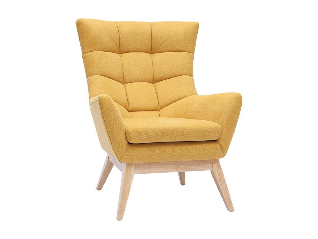 Sillón tejido efecto aterciopelado texturizado amarillo mostaza Cozetiq