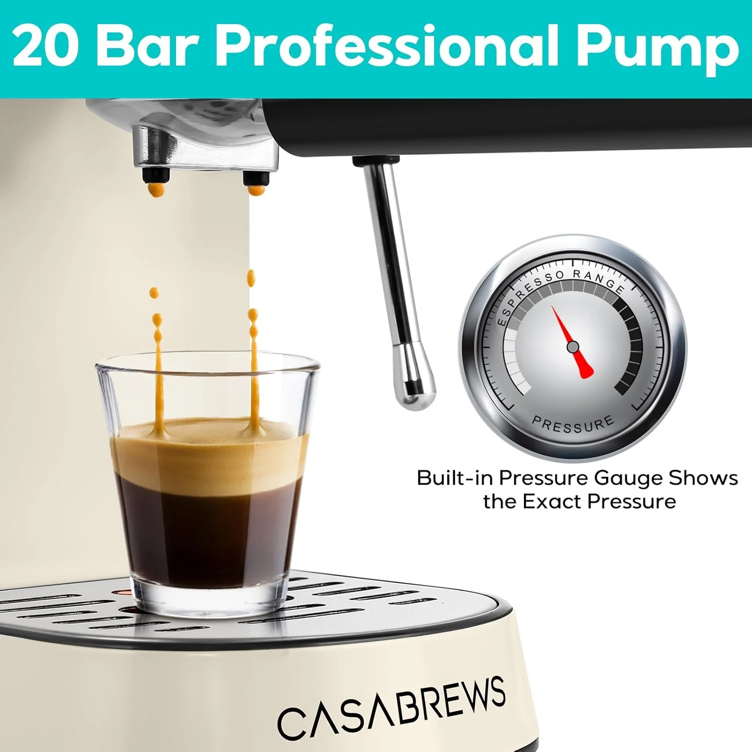 CASABREWS CM5418 20-Bar Espresso Machine and Coffee Maker, Silver - Image 21