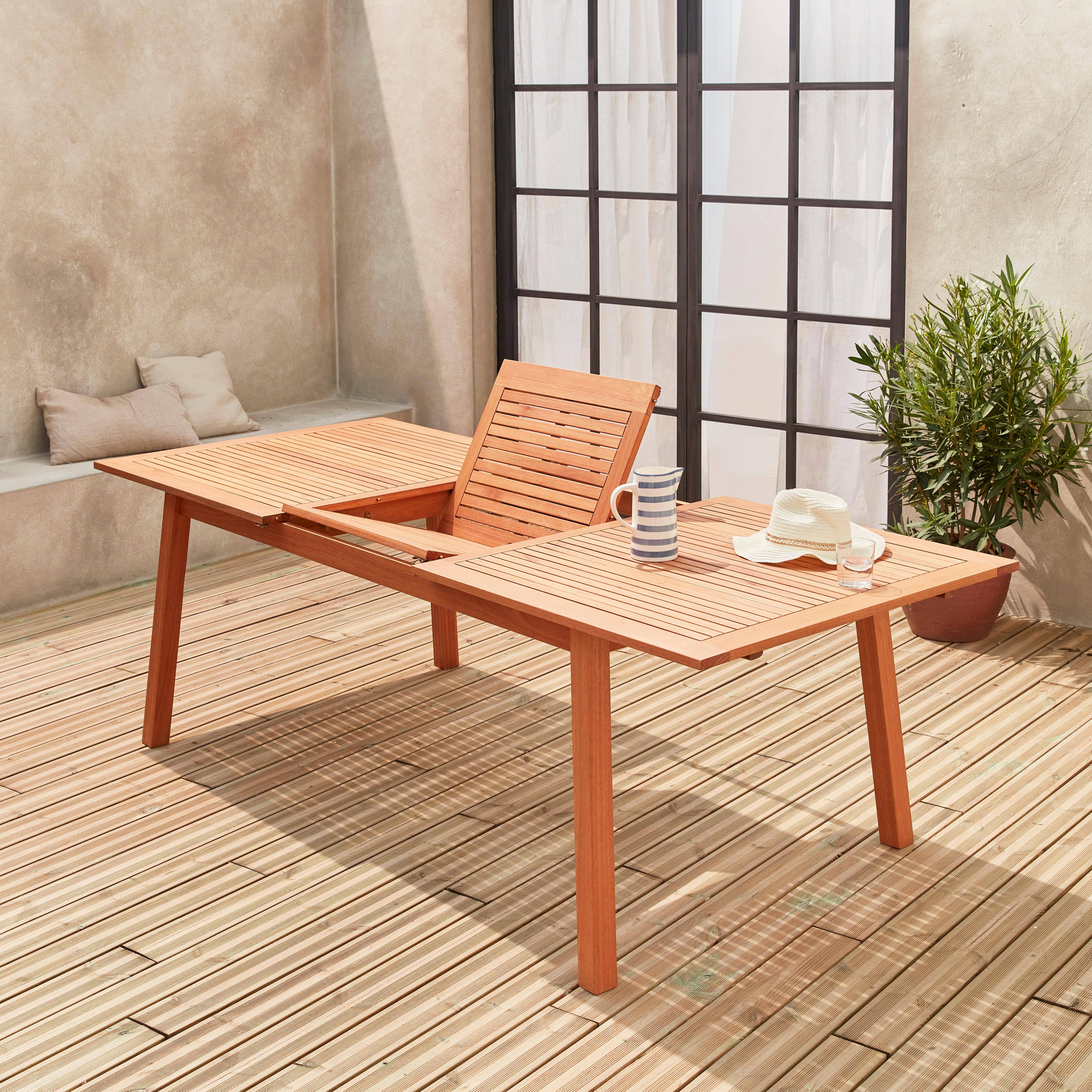 Almeria 240cm - Mesa de jardín de madera extensible, 8-10 plazas