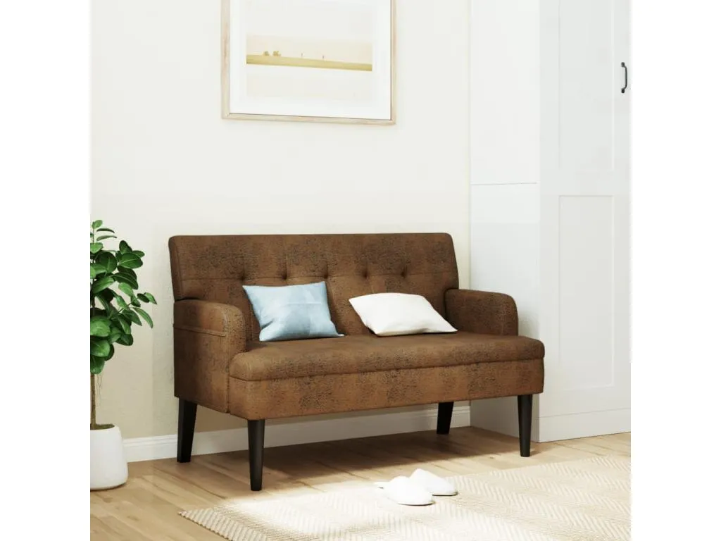 Banco respaldo símil piel ante marrón 112x65,5x75 cm alx3613862