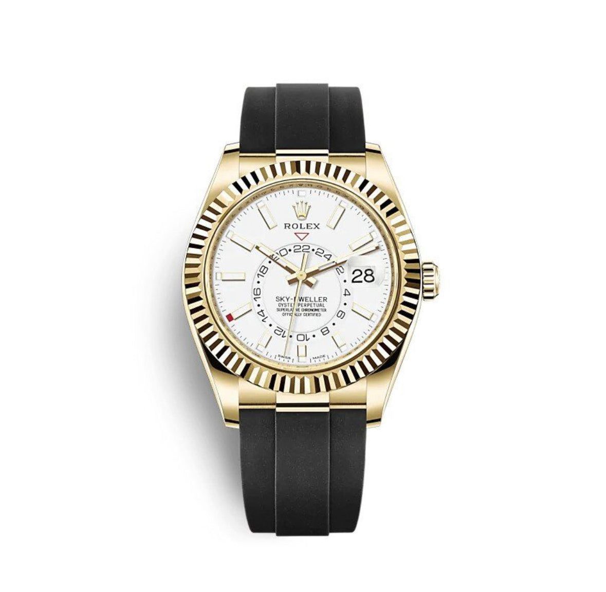 Replica Rolex Sky-Dweller Black Rubber Strap