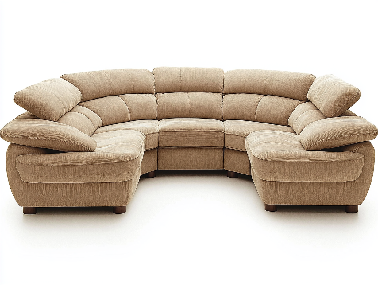 Sofá seccional de tela beige para sala de estar moderno y acogedor