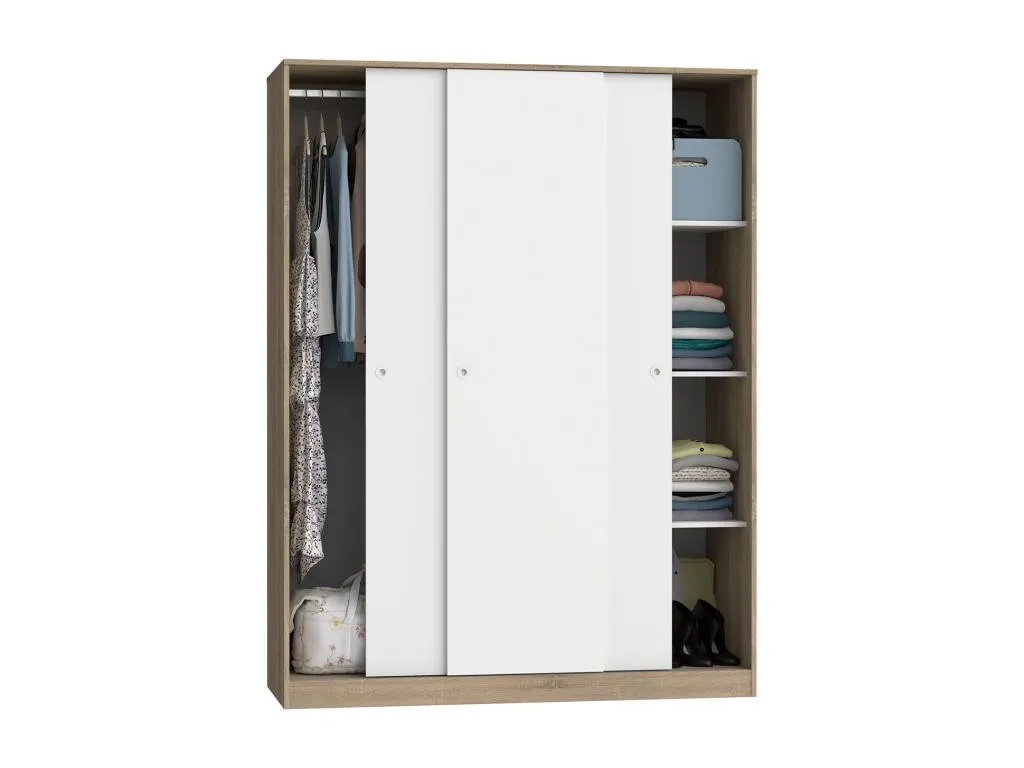 Armario con 3 puertas correderas color Patriciabaezcasa/Blanco - Altura 200 x Longitud 150 x Profundidad 55 cm