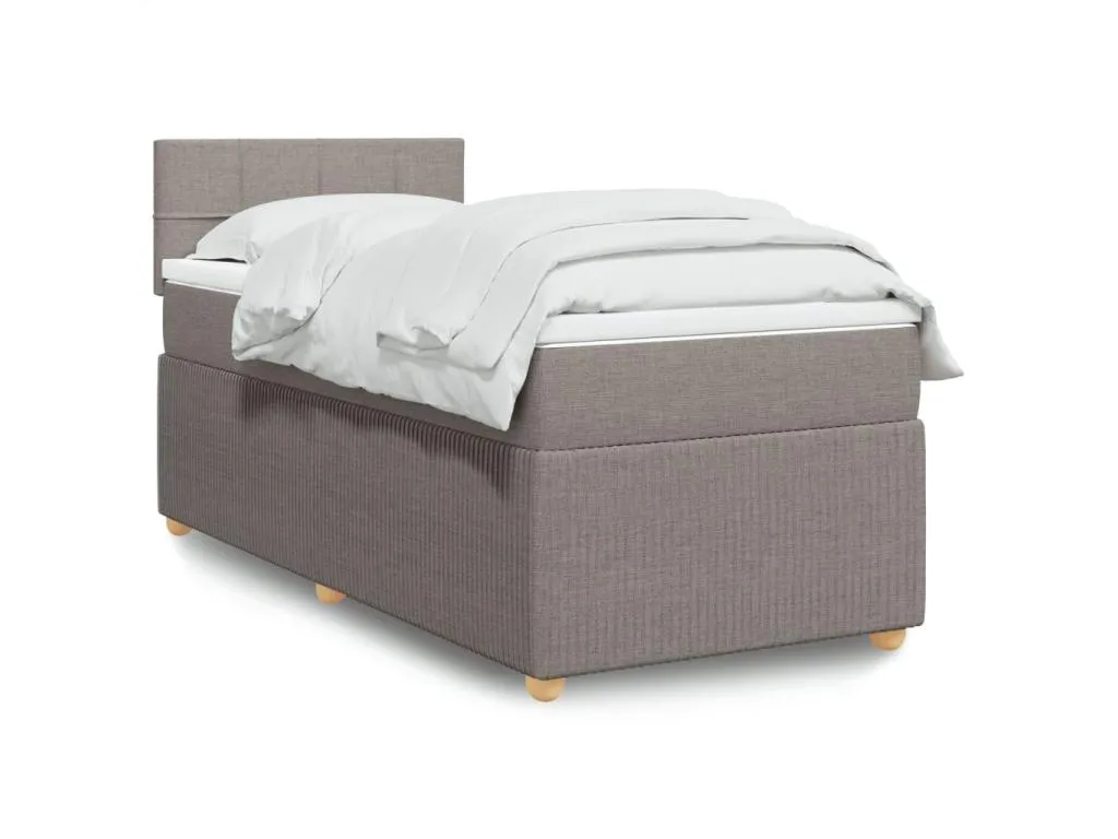 Cama box spring con colchón tela gris taupe 100x200 cm ehx3519908
