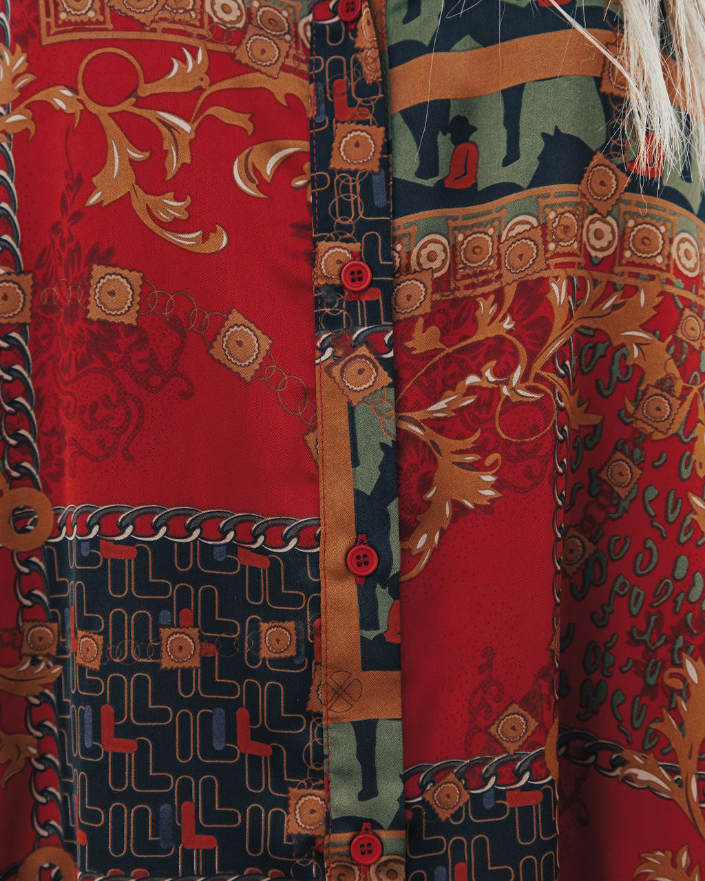 Zyla Mix Print Satin Button Down Shirt Dress - Se7enfashion