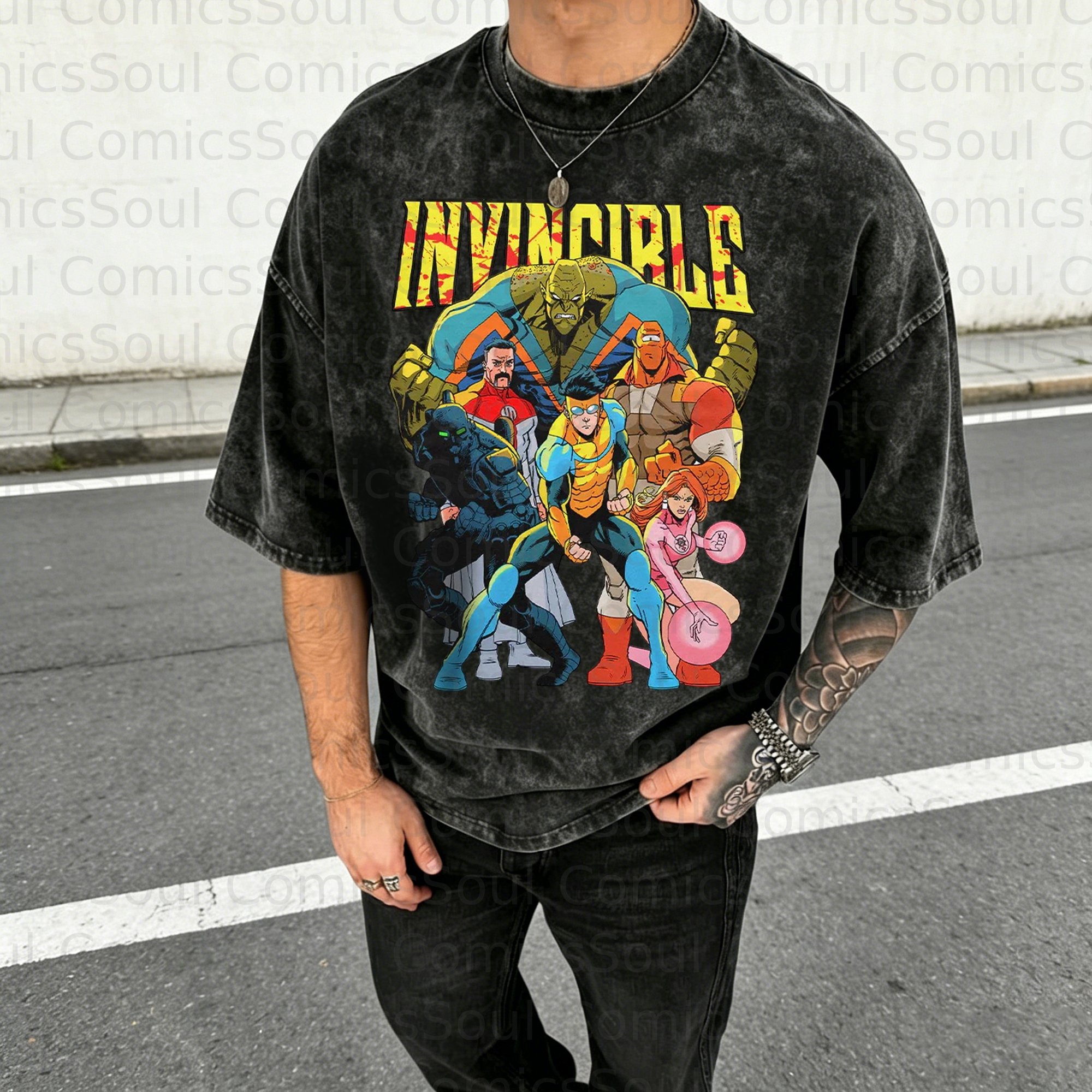 Unisex Anime Inspired Vintage Washed T-Shirt