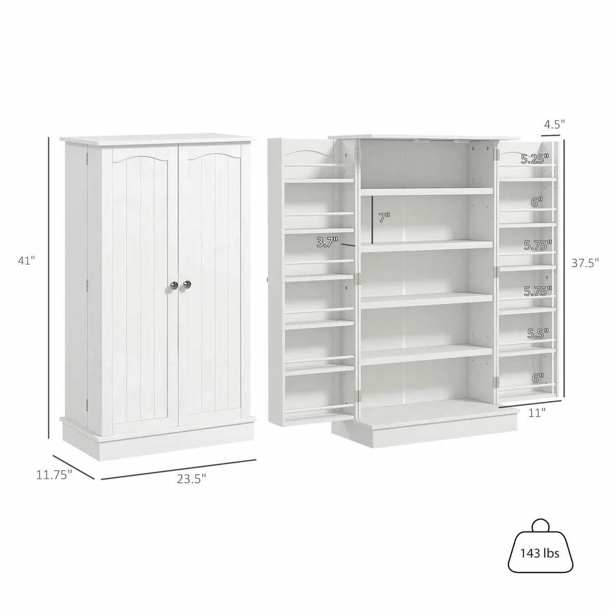 Spaco 17-Tier Kitchen Small Pantry Cabinet with 2 Doors and 6 Adjustable Shelves, Cabinet Pantry, Freestanding 5-Tier Shelving Pantries for Kitchen Storage, Gray - Image 42