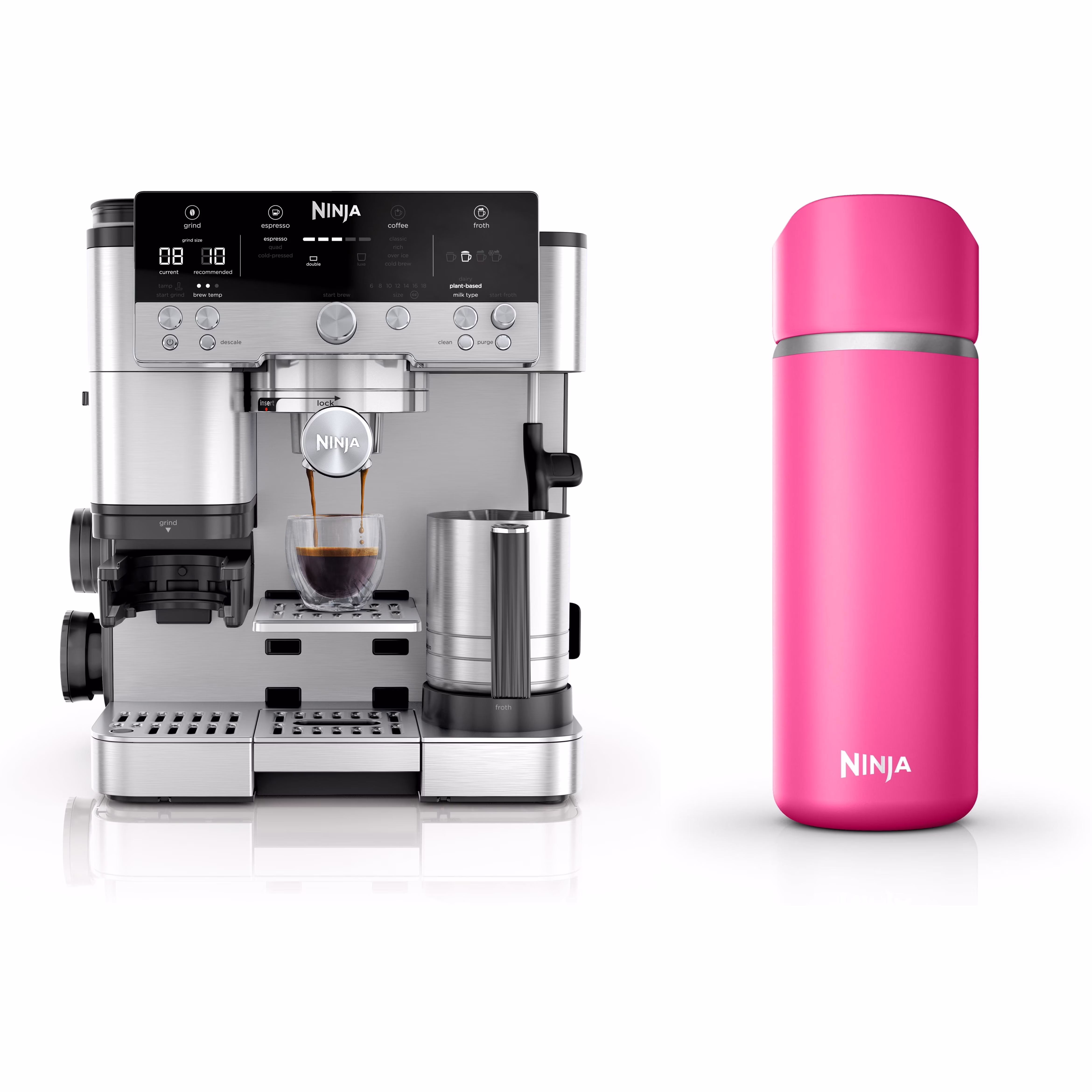Ninja Luxe Cafe Premier Series, Stainless Steel Espresso Machine and Drip Coffee Maker with integrated Coffee Grinder and Milk Frother, ES601
