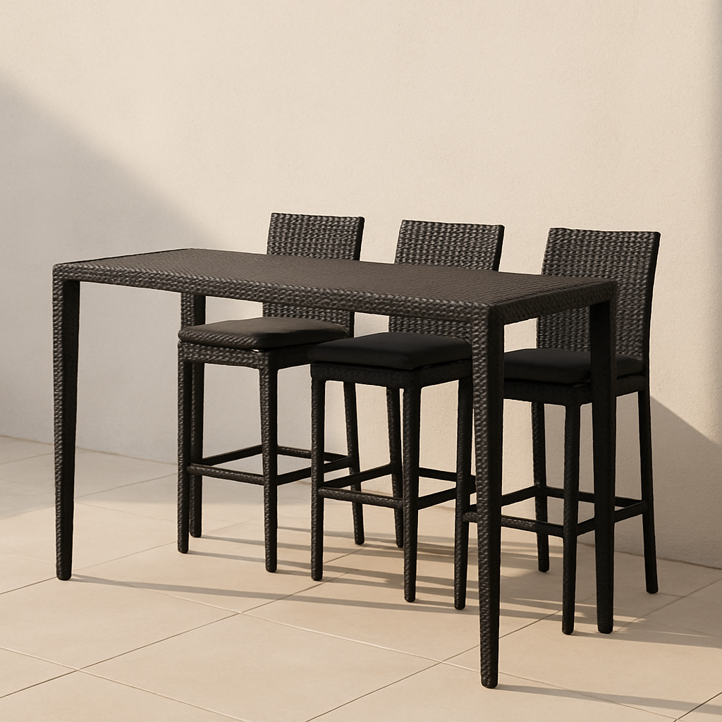 Bar de jardín Negro Metal Exterior Terraza 135x60x105 cm