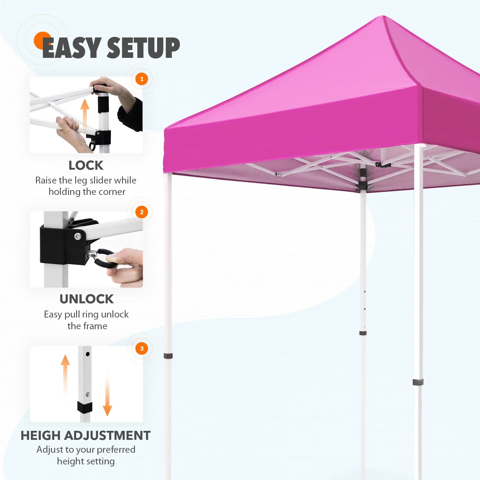 EAGLE PEAK 5x5 Pop up Canopy Tent Instant Outdoor Canopy Easy Set - up Straight Leg Folding Shelter（blue）