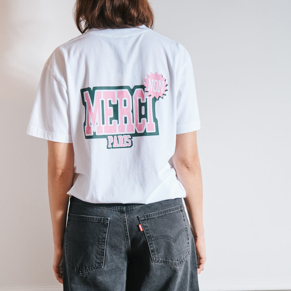 Merci - T-Shirt Enfant Non Merci College - Blanc