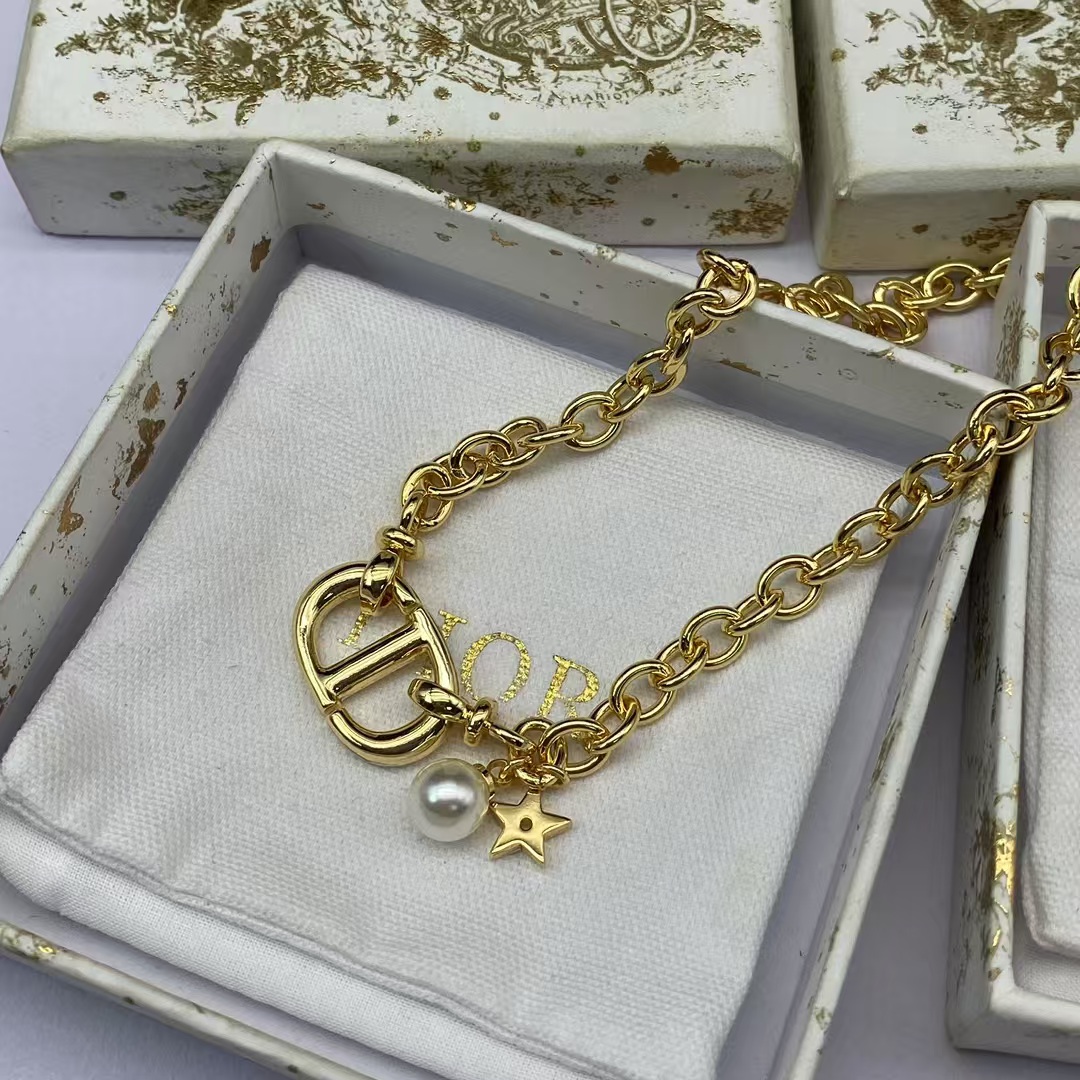 Dior CD Pendant with Star Pearl Charm Necklace - Original Replica Club