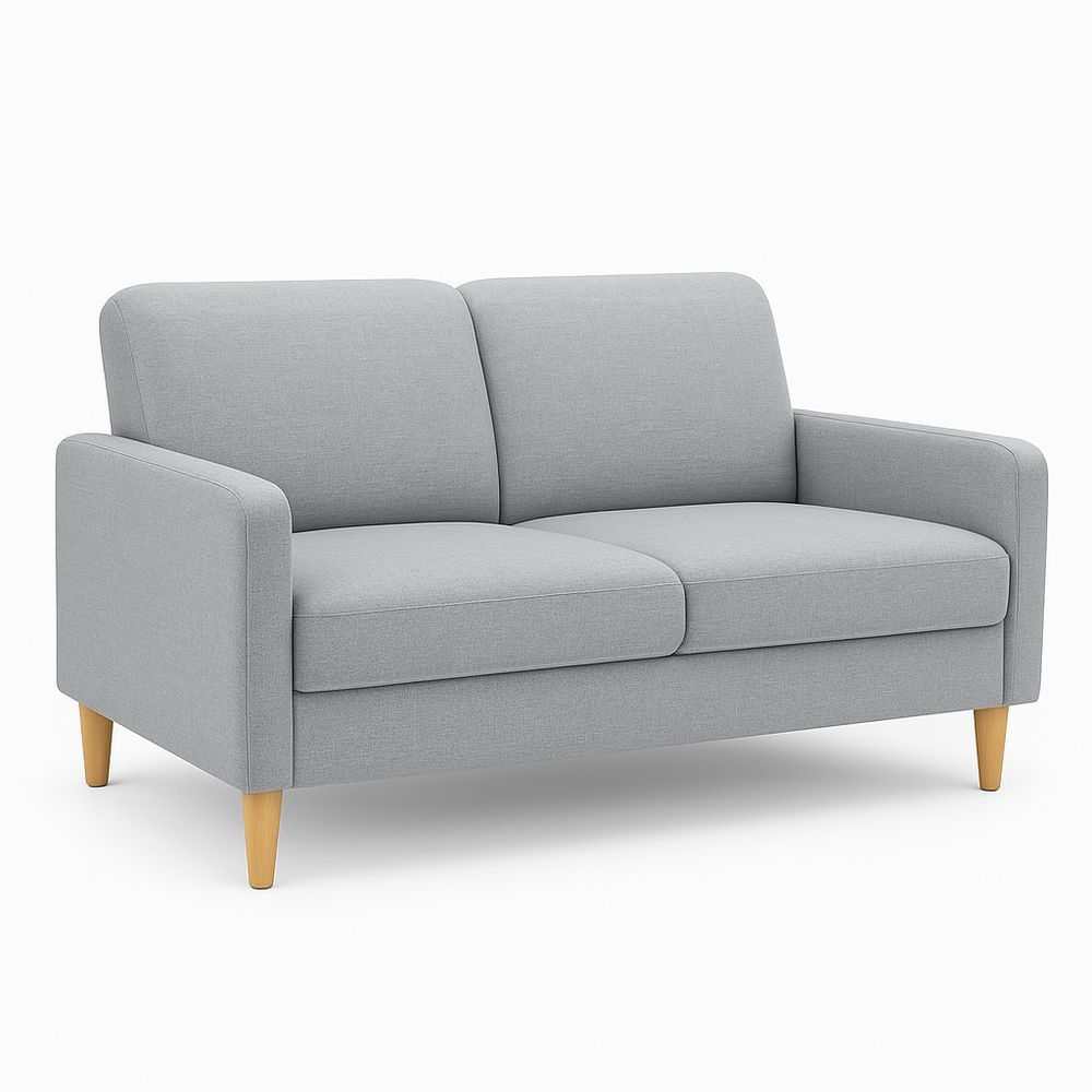Sofá de dos plazas tapizado en poliéster con estructura de madera maciza y cojines desmontables 150x85x90cm
