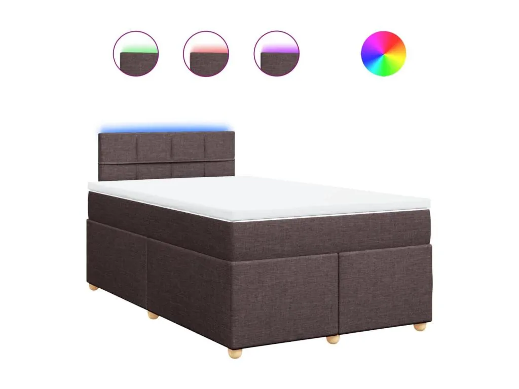 Cama box spring con colchón tela marrón oscuro 120x200 cm pyv3520659